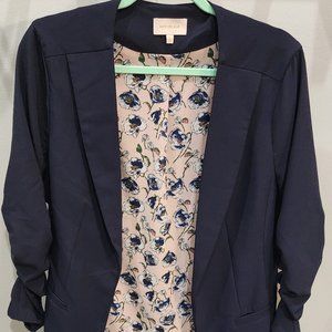Navy Collarless Blazer